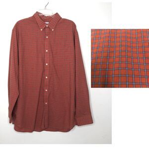 L.L Bean Orange Plaid Traditional Fit Button Down Long Sleeve Shirt XL